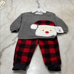 René Rafe Outfit 6-9 months Gray and Red Santa Baby Outfit
